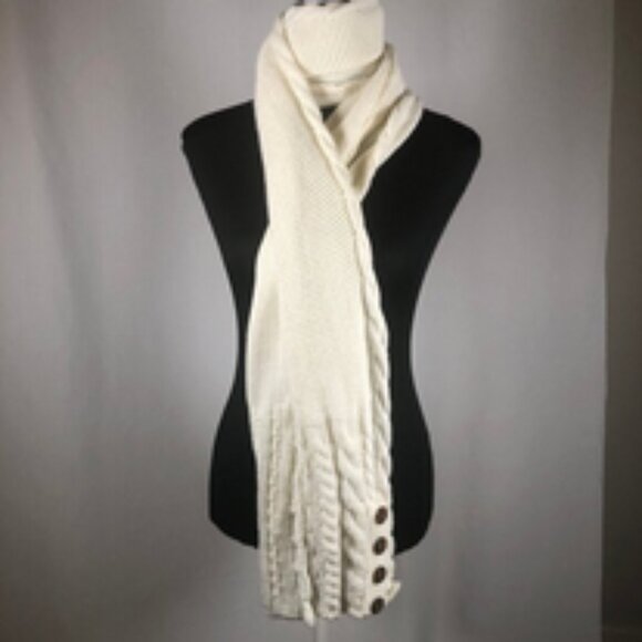 Aimee Lynn Ivory Button-Hem Knit Scarf — One Size — RN 95304 - Picture 12 of 16